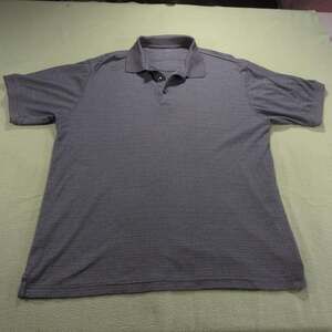 Cutter & Buck Grey Blue Checkered Golf Polo Shirt Large